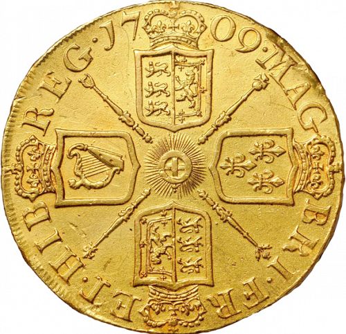 Five Guineas Reverse Image minted in UNITED KINGDOM in 1709 (1701-14 - Anne)  - The Coin Database
