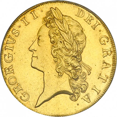 Five Guineas Obverse Image minted in UNITED KINGDOM in 1729 (1727-60 - George II)  - The Coin Database