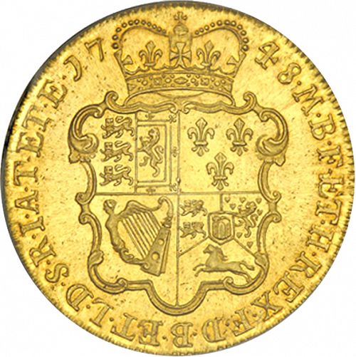 Five Guineas Reverse Image minted in UNITED KINGDOM in 1748 (1727-60 - George II)  - The Coin Database