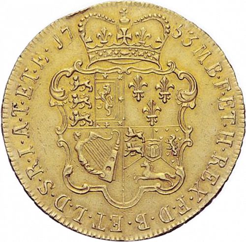 Five Guineas Reverse Image minted in UNITED KINGDOM in 1753 (1727-60 - George II)  - The Coin Database