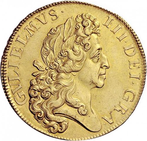 Five Guineas Obverse Image minted in UNITED KINGDOM in 1701 (1694-01 - William III)  - The Coin Database