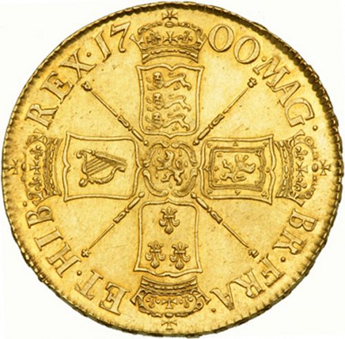 Five Guineas Reverse Image minted in UNITED KINGDOM in 1700 (1694-01 - William III)  - The Coin Database