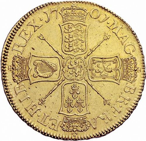 Five Guineas Reverse Image minted in UNITED KINGDOM in 1701 (1694-01 - William III)  - The Coin Database
