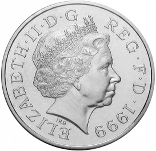 £5 Obverse Image minted in UNITED KINGDOM in 1999 (1971-up  -  Elizabeth II - Decimal Coinage)  - The Coin Database