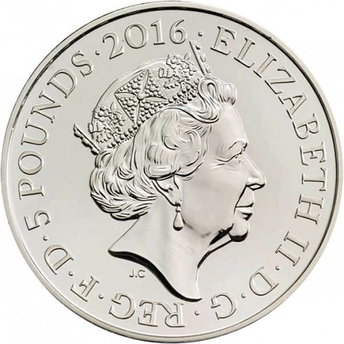 £5 Obverse Image minted in UNITED KINGDOM in 2016 (1971-up  -  Elizabeth II - Decimal Coinage)  - The Coin Database