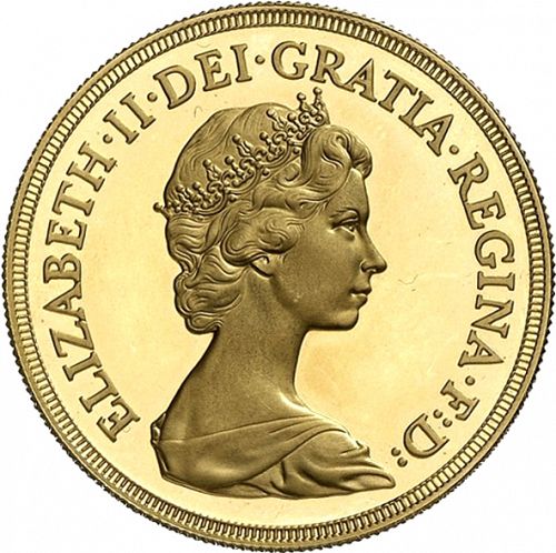 Five Pounds Obverse Image minted in UNITED KINGDOM in 1980 (1953-up  -  Elizabeth II - Sovereign)  - The Coin Database