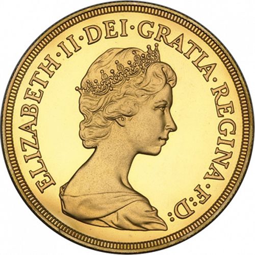 Five Pounds Obverse Image minted in UNITED KINGDOM in 1981 (1953-up  -  Elizabeth II - Sovereign)  - The Coin Database