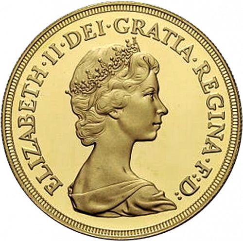 Five Pounds Obverse Image minted in UNITED KINGDOM in 1982 (1953-up  -  Elizabeth II - Sovereign)  - The Coin Database