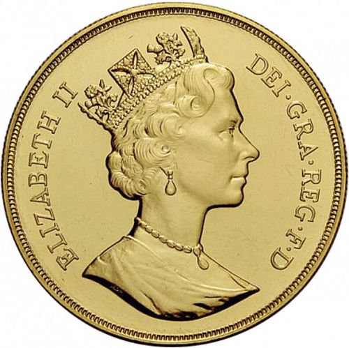 Five Pounds Obverse Image minted in UNITED KINGDOM in 1987 (1953-up  -  Elizabeth II - Sovereign)  - The Coin Database