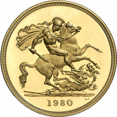 Five Pounds Reverse Image minted in UNITED KINGDOM in 1980 (1953-up  -  Elizabeth II - Sovereign)  - The Coin Database