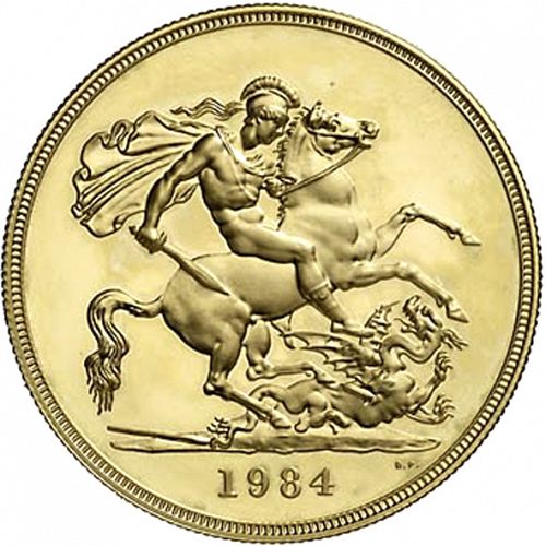 Five Pounds Reverse Image minted in UNITED KINGDOM in 1984 (1953-up  -  Elizabeth II - Sovereign)  - The Coin Database