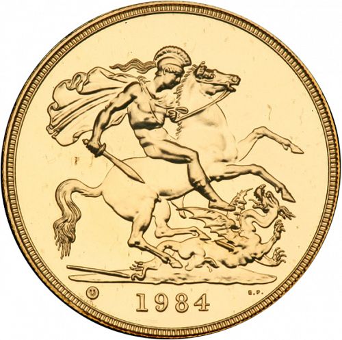 Five Pounds Reverse Image minted in UNITED KINGDOM in 1984 (1953-up  -  Elizabeth II - Sovereign)  - The Coin Database