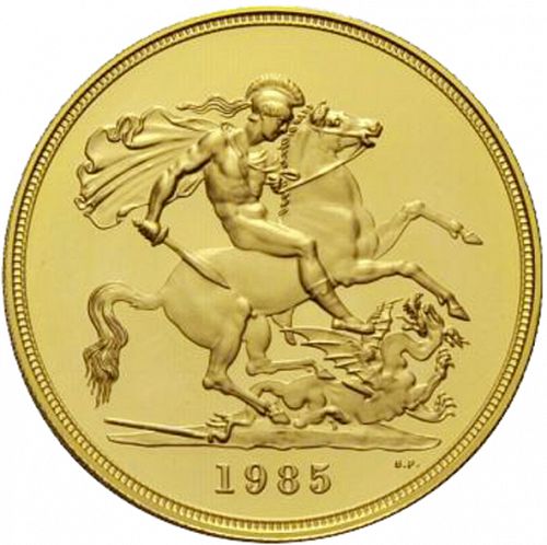 Five Pounds Reverse Image minted in UNITED KINGDOM in 1985 (1953-up  -  Elizabeth II - Sovereign)  - The Coin Database