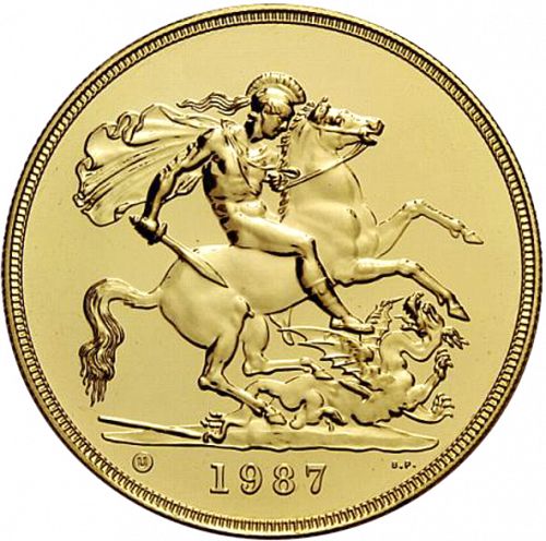 Five Pounds Reverse Image minted in UNITED KINGDOM in 1987 (1953-up  -  Elizabeth II - Sovereign)  - The Coin Database
