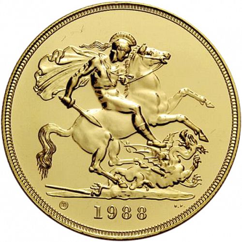 Five Pounds Reverse Image minted in UNITED KINGDOM in 1988 (1953-up  -  Elizabeth II - Sovereign)  - The Coin Database