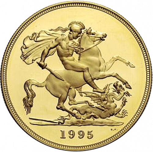Five Pounds Reverse Image minted in UNITED KINGDOM in 1995 (1953-up  -  Elizabeth II - Sovereign)  - The Coin Database