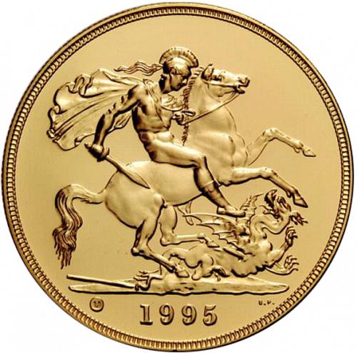 Five Pounds Reverse Image minted in UNITED KINGDOM in 1995 (1953-up  -  Elizabeth II - Sovereign)  - The Coin Database