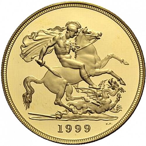Five Pounds Reverse Image minted in UNITED KINGDOM in 1999 (1953-up  -  Elizabeth II - Sovereign)  - The Coin Database