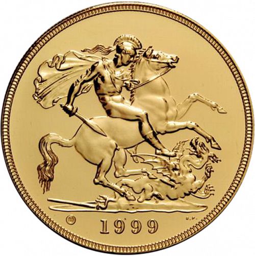 Five Pounds Reverse Image minted in UNITED KINGDOM in 1999 (1953-up  -  Elizabeth II - Sovereign)  - The Coin Database