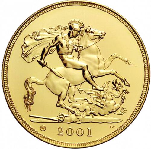 Five Pounds Reverse Image minted in UNITED KINGDOM in 2001 (1953-up  -  Elizabeth II - Sovereign)  - The Coin Database