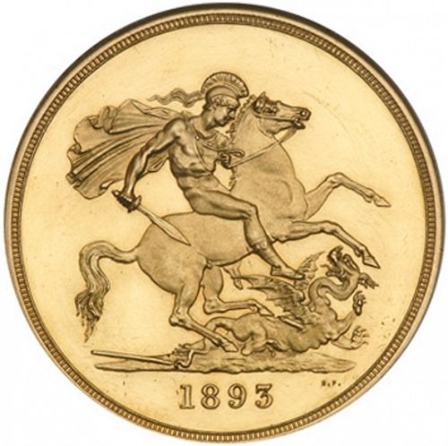 Five Pounds Reverse Image minted in UNITED KINGDOM in 1893 (1837-01  -  Victoria)  - The Coin Database