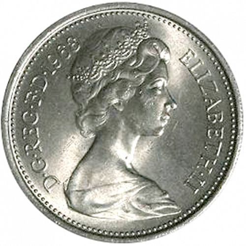 5p Obverse Image minted in UNITED KINGDOM in 1968 (1971-up  -  Elizabeth II - Decimal Coinage)  - The Coin Database