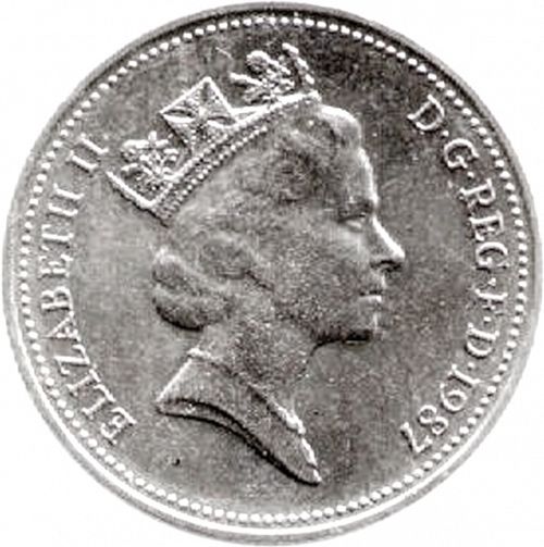 5p Obverse Image minted in UNITED KINGDOM in 1987 (1971-up  -  Elizabeth II - Decimal Coinage)  - The Coin Database