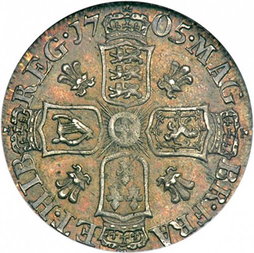 Sixpence Reverse Image minted in UNITED KINGDOM in 1705 (1701-14 - Anne)  - The Coin Database