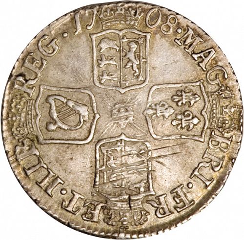 Sixpence Reverse Image minted in UNITED KINGDOM in 1708 (1701-14 - Anne)  - The Coin Database