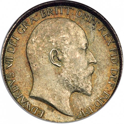 Sixpence Obverse Image minted in UNITED KINGDOM in 1908 (1902-10 - Edward VII)  - The Coin Database