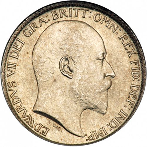 Sixpence Obverse Image minted in UNITED KINGDOM in 1909 (1902-10 - Edward VII)  - The Coin Database