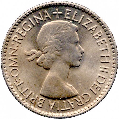 Sixpence Obverse Image minted in UNITED KINGDOM in 1953 (1953-70  -  Elizabeth II)  - The Coin Database