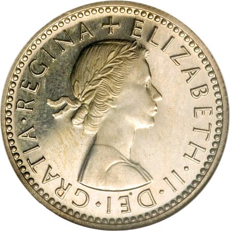 Sixpence Obverse Image minted in UNITED KINGDOM in 1957 (1953-70  -  Elizabeth II)  - The Coin Database
