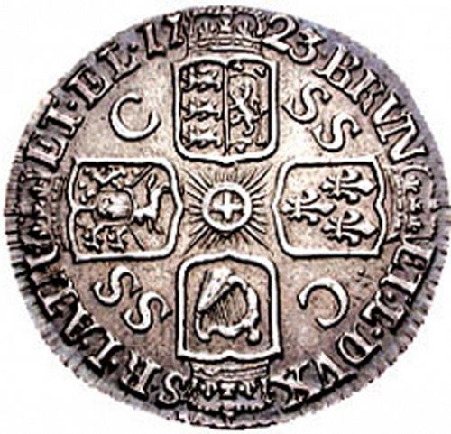 Sixpence Reverse Image minted in UNITED KINGDOM in 1723 (1714-27 - George I)  - The Coin Database