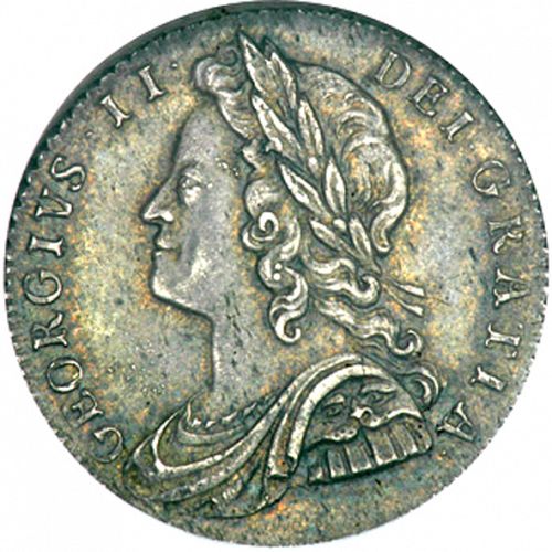Sixpence Obverse Image minted in UNITED KINGDOM in 1728 (1727-60 - George II)  - The Coin Database