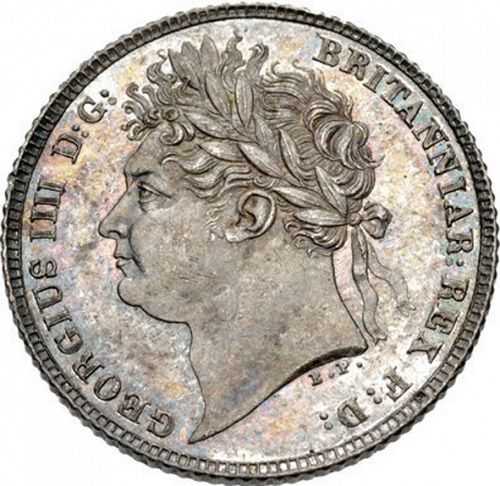 Sixpence Obverse Image minted in UNITED KINGDOM in 1821 (1820-30 - George IV)  - The Coin Database