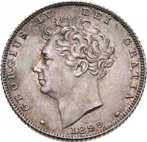 Sixpence Obverse Image minted in UNITED KINGDOM in 1829 (1820-30 - George IV)  - The Coin Database