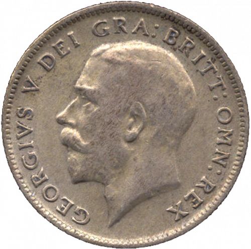 Sixpence Obverse Image minted in UNITED KINGDOM in 1921 (1910-36  -  George V)  - The Coin Database