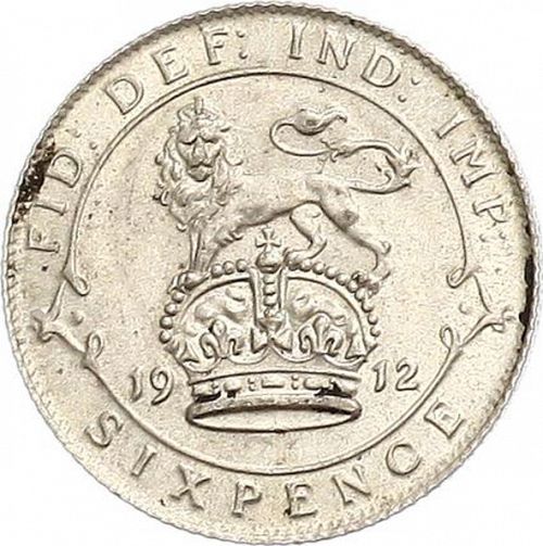 Sixpence Reverse Image minted in UNITED KINGDOM in 1912 (1910-36  -  George V)  - The Coin Database