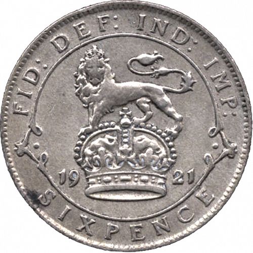 Sixpence Reverse Image minted in UNITED KINGDOM in 1921 (1910-36  -  George V)  - The Coin Database