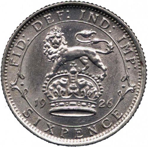 Sixpence Reverse Image minted in UNITED KINGDOM in 1926 (1910-36  -  George V)  - The Coin Database