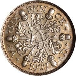 Sixpence Reverse Image minted in UNITED KINGDOM in 1927 (1910-36  -  George V)  - The Coin Database