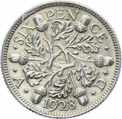 Sixpence Reverse Image minted in UNITED KINGDOM in 1928 (1910-36  -  George V)  - The Coin Database