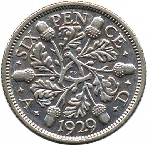 Sixpence Reverse Image minted in UNITED KINGDOM in 1929 (1910-36  -  George V)  - The Coin Database