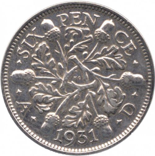 Sixpence Reverse Image minted in UNITED KINGDOM in 1931 (1910-36  -  George V)  - The Coin Database