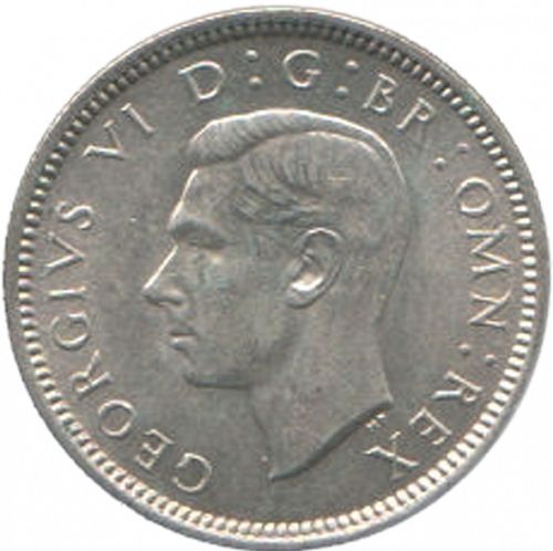Sixpence Obverse Image minted in UNITED KINGDOM in 1937 (1937-52 - George VI)  - The Coin Database