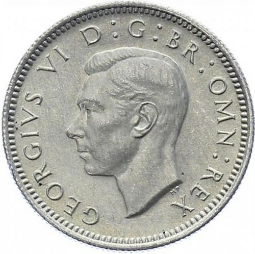 Sixpence Obverse Image minted in UNITED KINGDOM in 1944 (1937-52 - George VI)  - The Coin Database