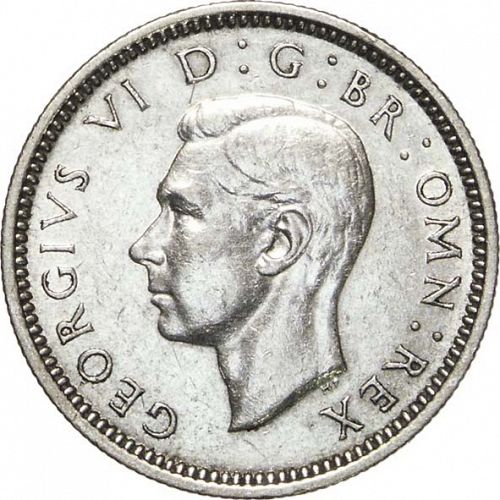 Sixpence Obverse Image minted in UNITED KINGDOM in 1945 (1937-52 - George VI)  - The Coin Database