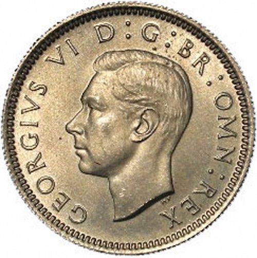 Sixpence Obverse Image minted in UNITED KINGDOM in 1952 (1937-52 - George VI)  - The Coin Database