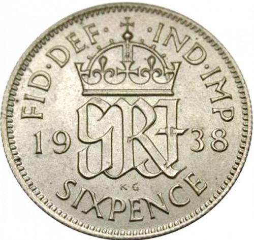 Sixpence Reverse Image minted in UNITED KINGDOM in 1938 (1937-52 - George VI)  - The Coin Database